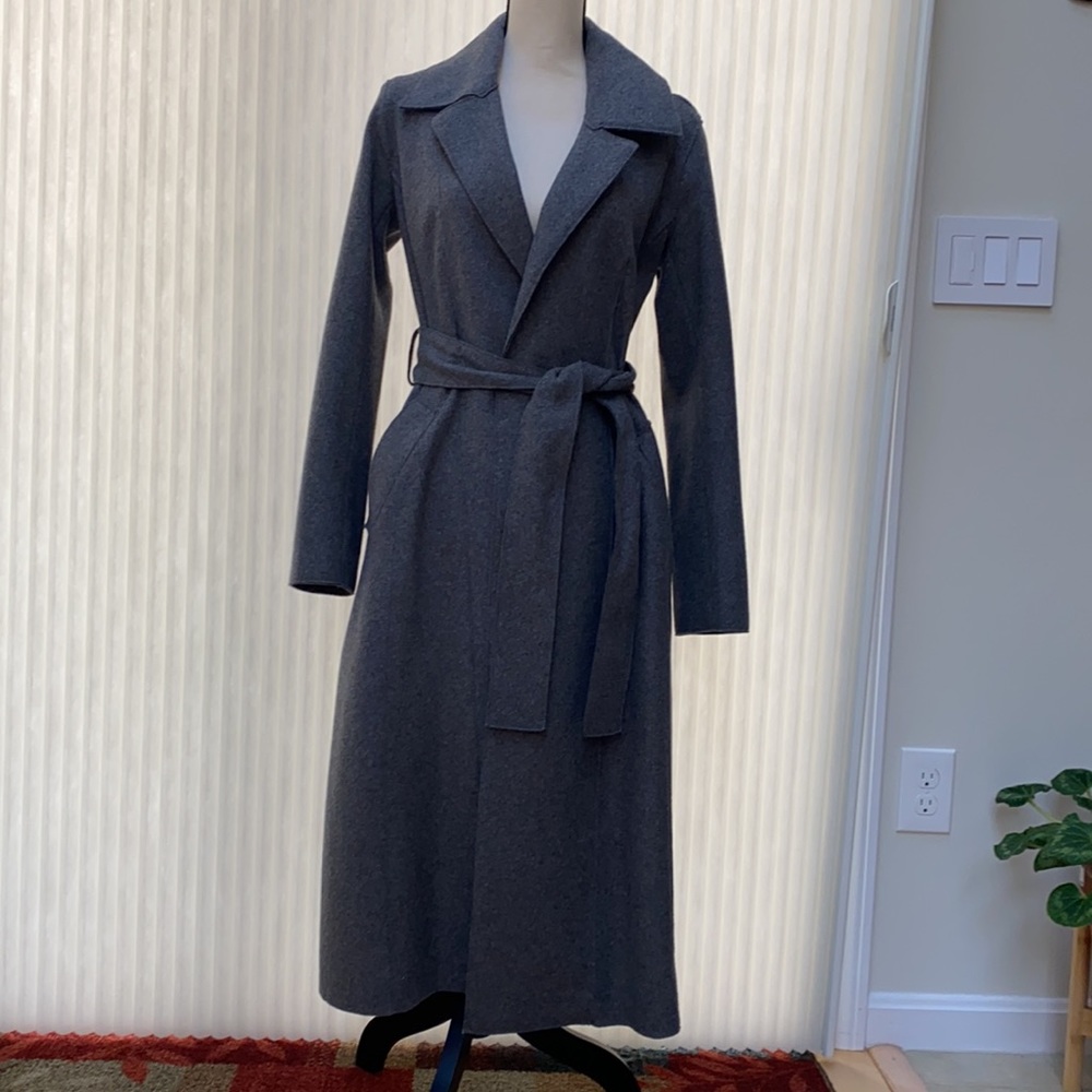 Italian Melton maxi coat Banana Republic small dark charcoal gray -new…